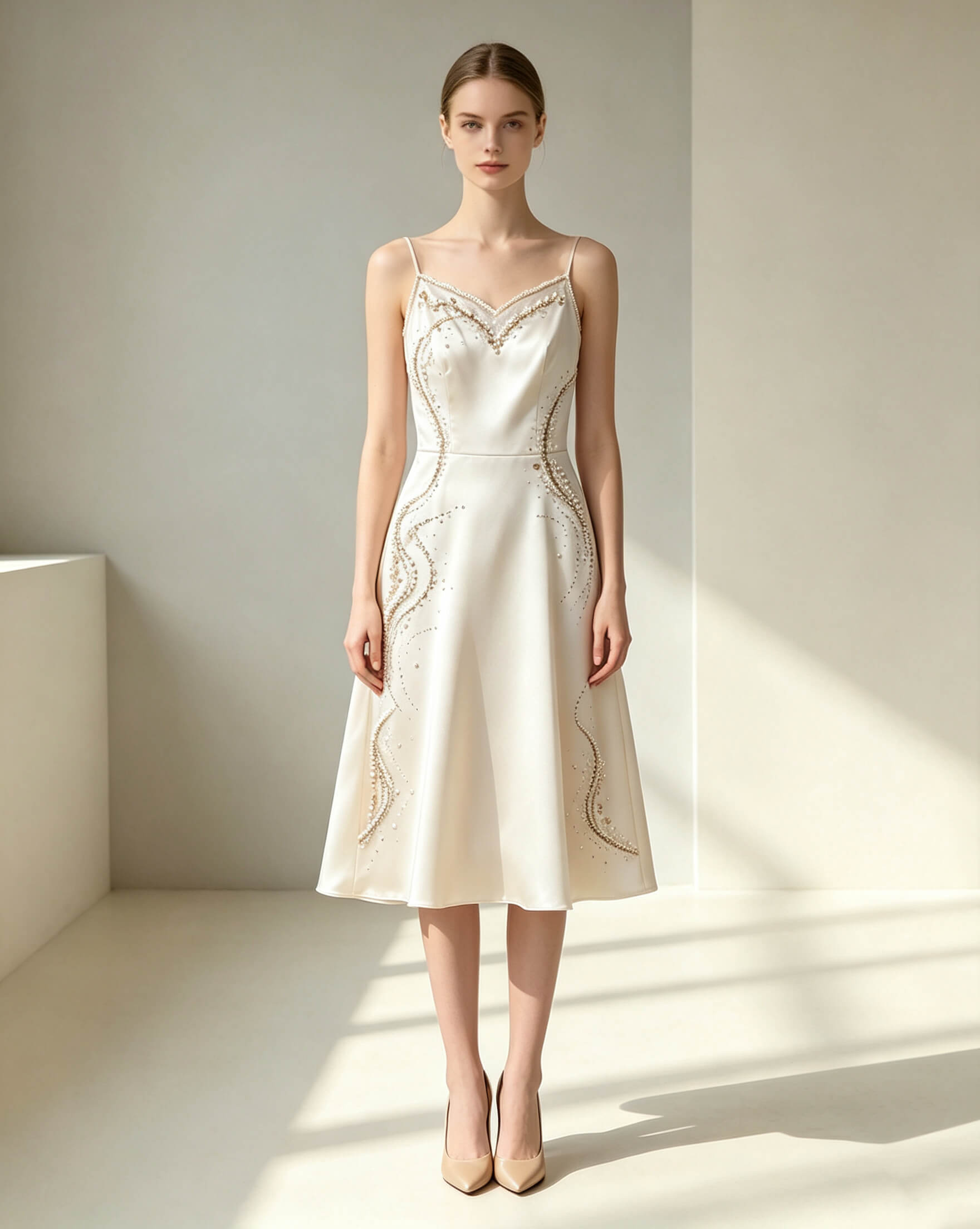 Silk Slip Dress with Lunéville Hand Beading