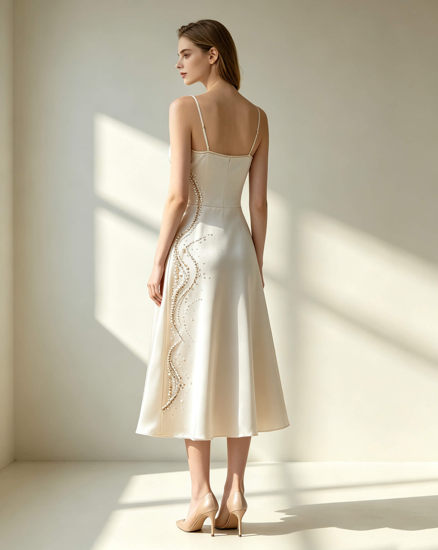 Silk Slip Dress with Lunéville Hand Beading - Image 3