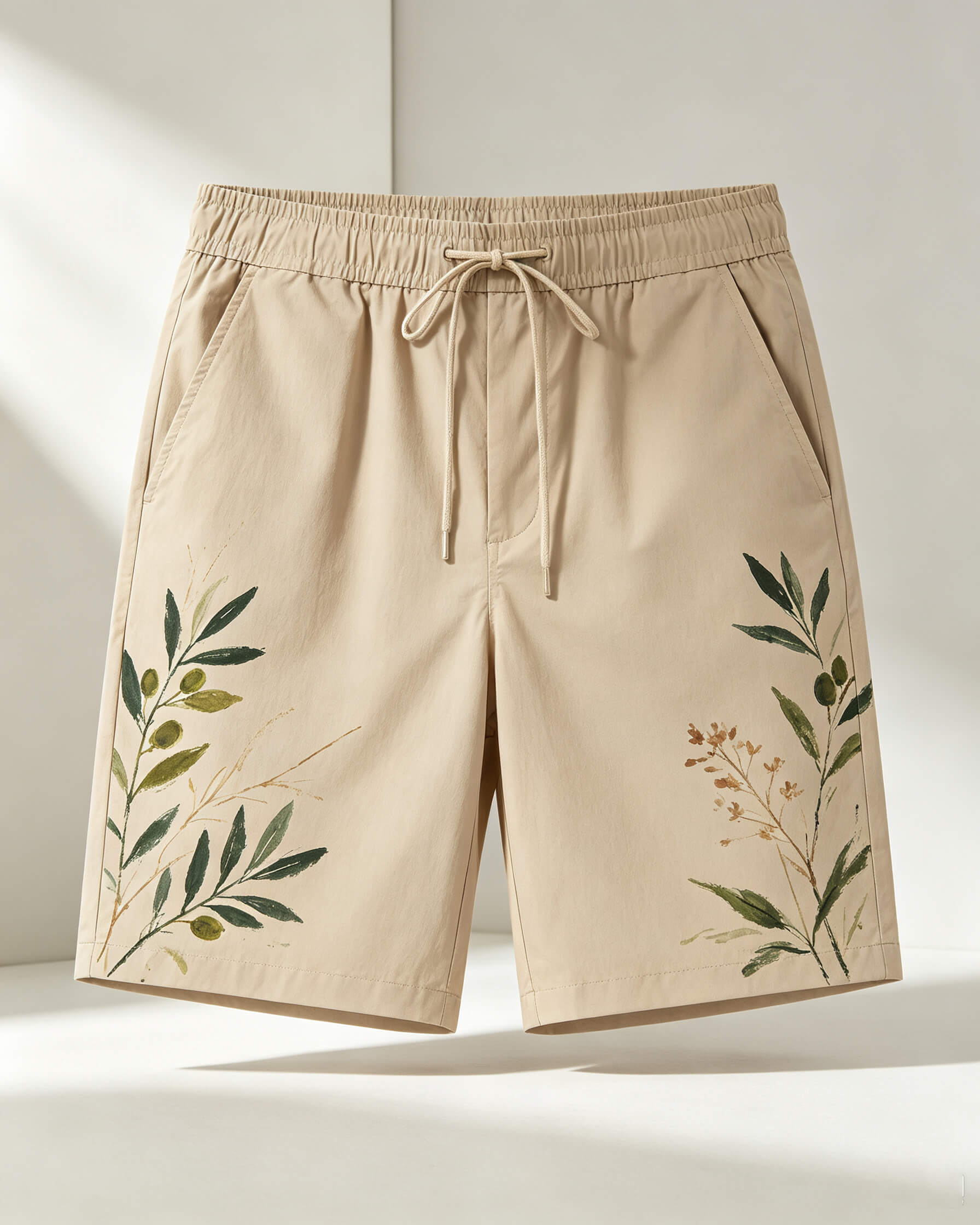 Polyester 5-Inch Shorts with Hand Botanical Print - Image 4