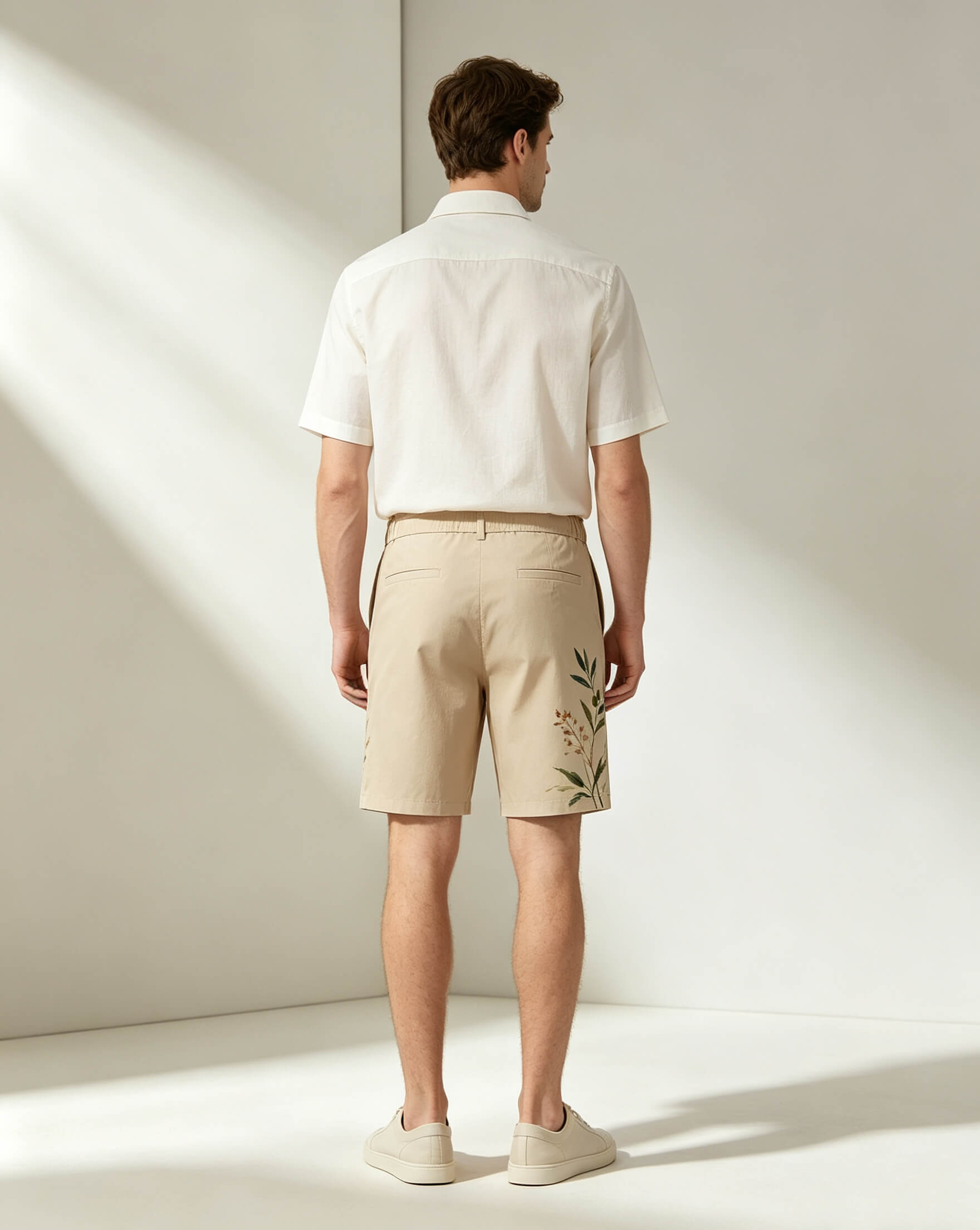 Polyester 5-Inch Shorts with Hand Botanical Print - Image 3