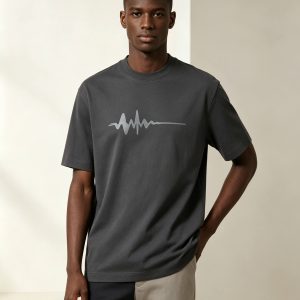 Charcoal Heavy Cotton Tee with Minimal Heat Transfer Print