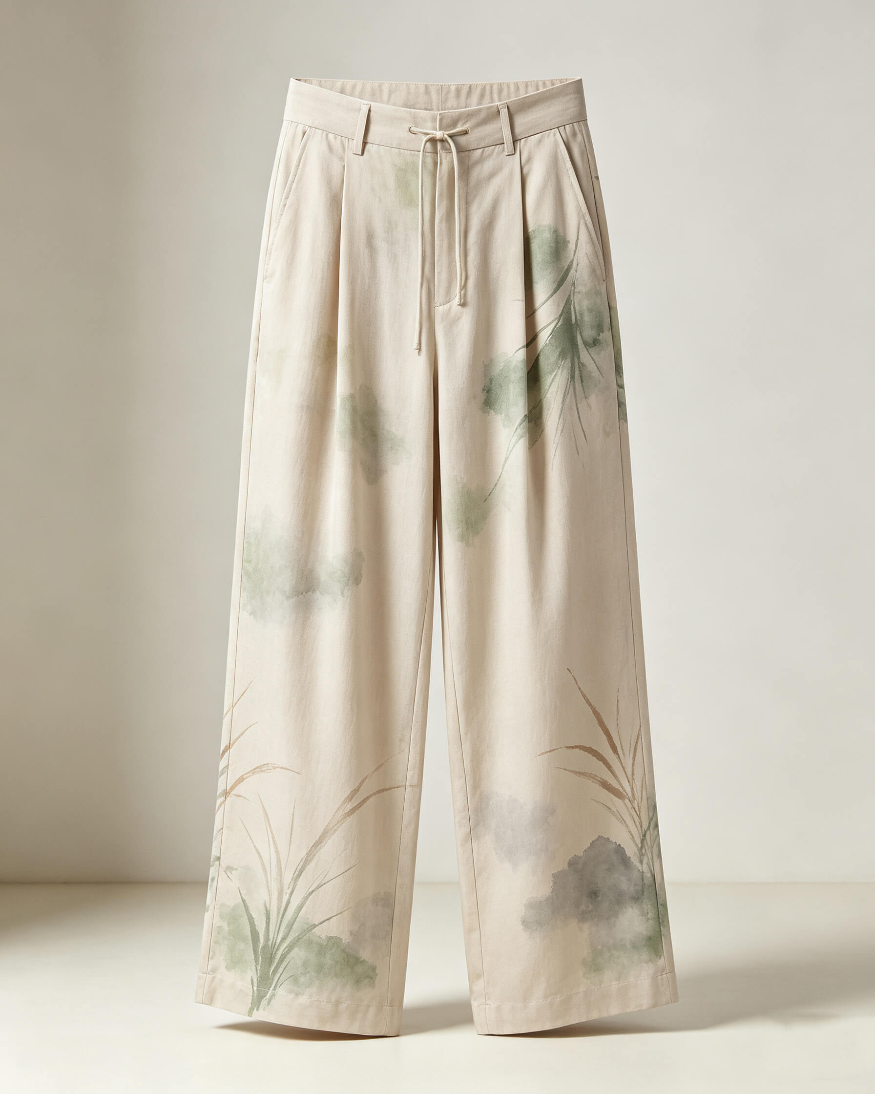 Tencel Wide-Leg Pants with Botanical Reactive Print - Image 4
