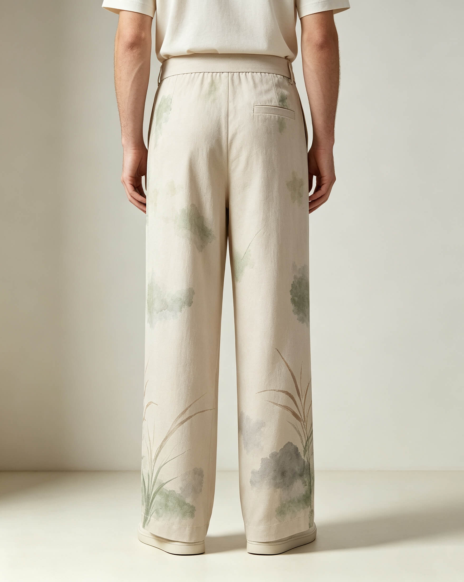 Tencel Wide-Leg Pants with Botanical Reactive Print - Image 3