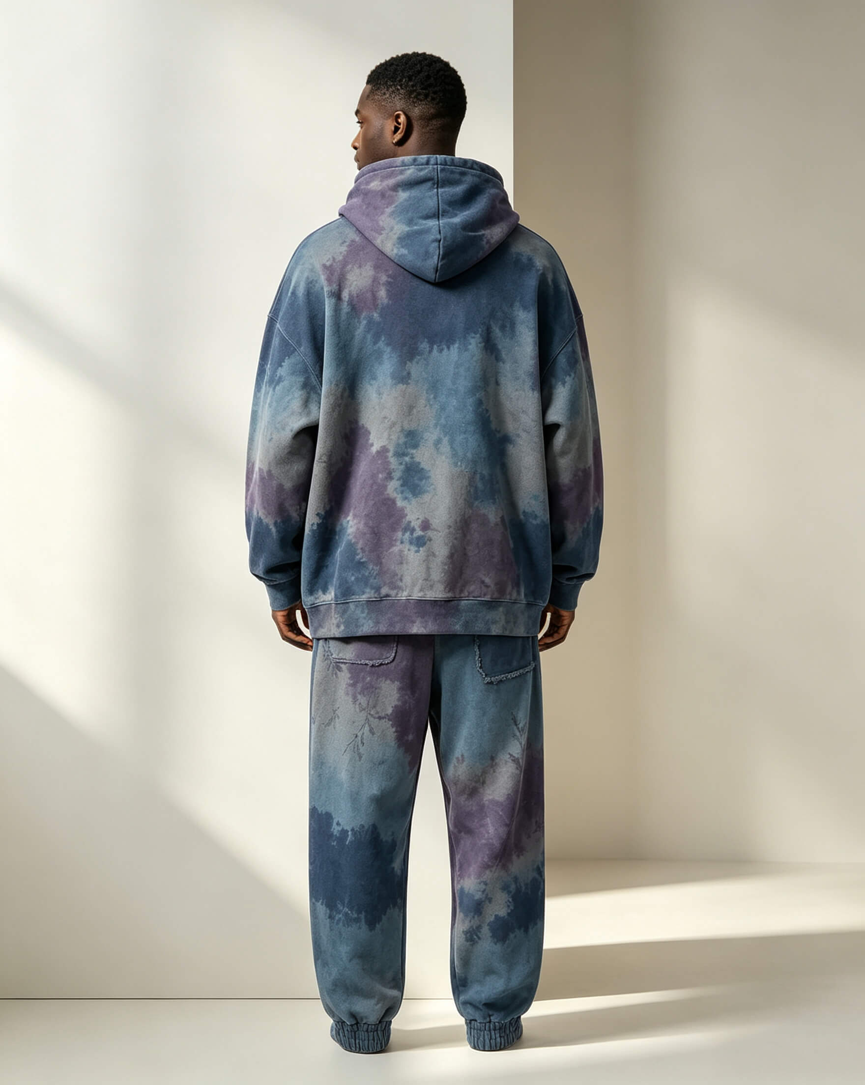 Botanical Hand Tie-Dye Street Hoodie Set - Image 3