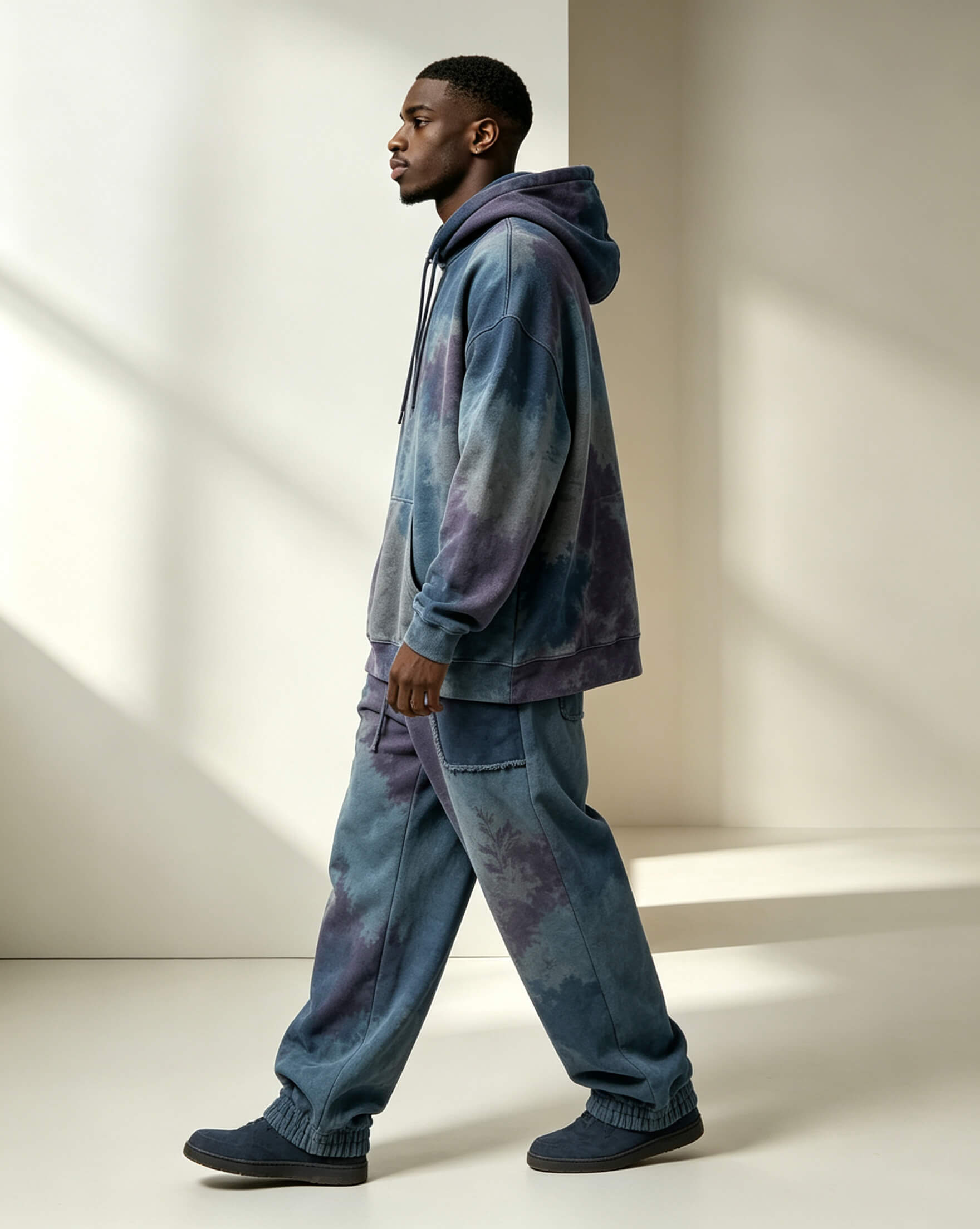 Botanical Hand Tie-Dye Street Hoodie Set - Image 2