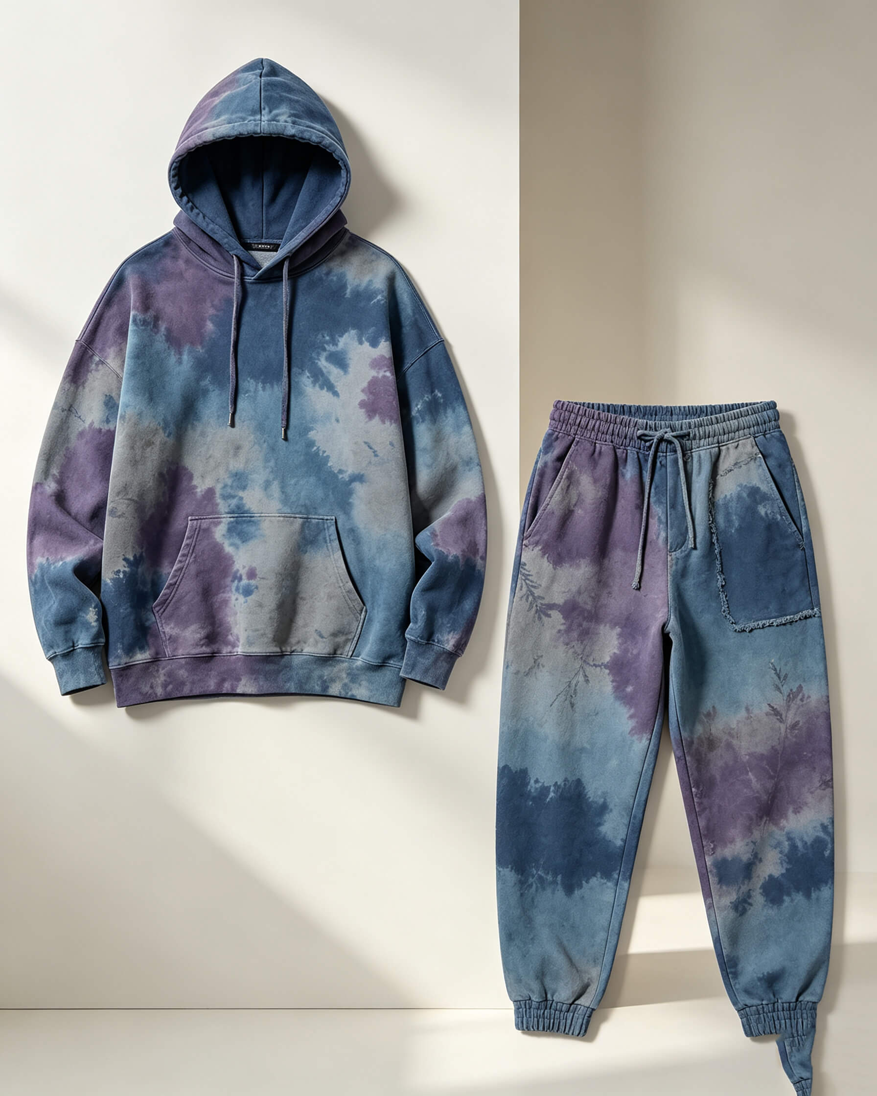 Botanical Hand Tie-Dye Street Hoodie Set - Image 4