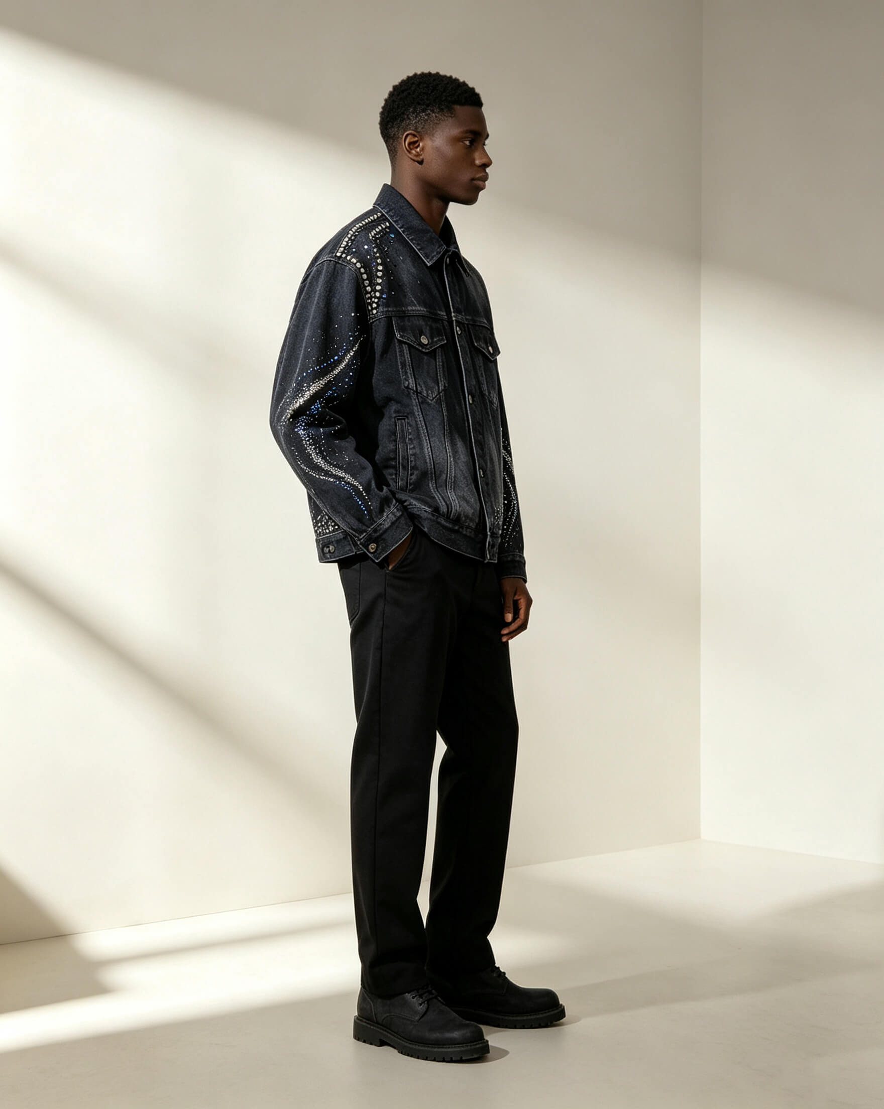 Hand Sequin Beading Denim Jacket - Image 2