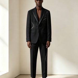 Hot-fix Rhinestone Tailored Suit
