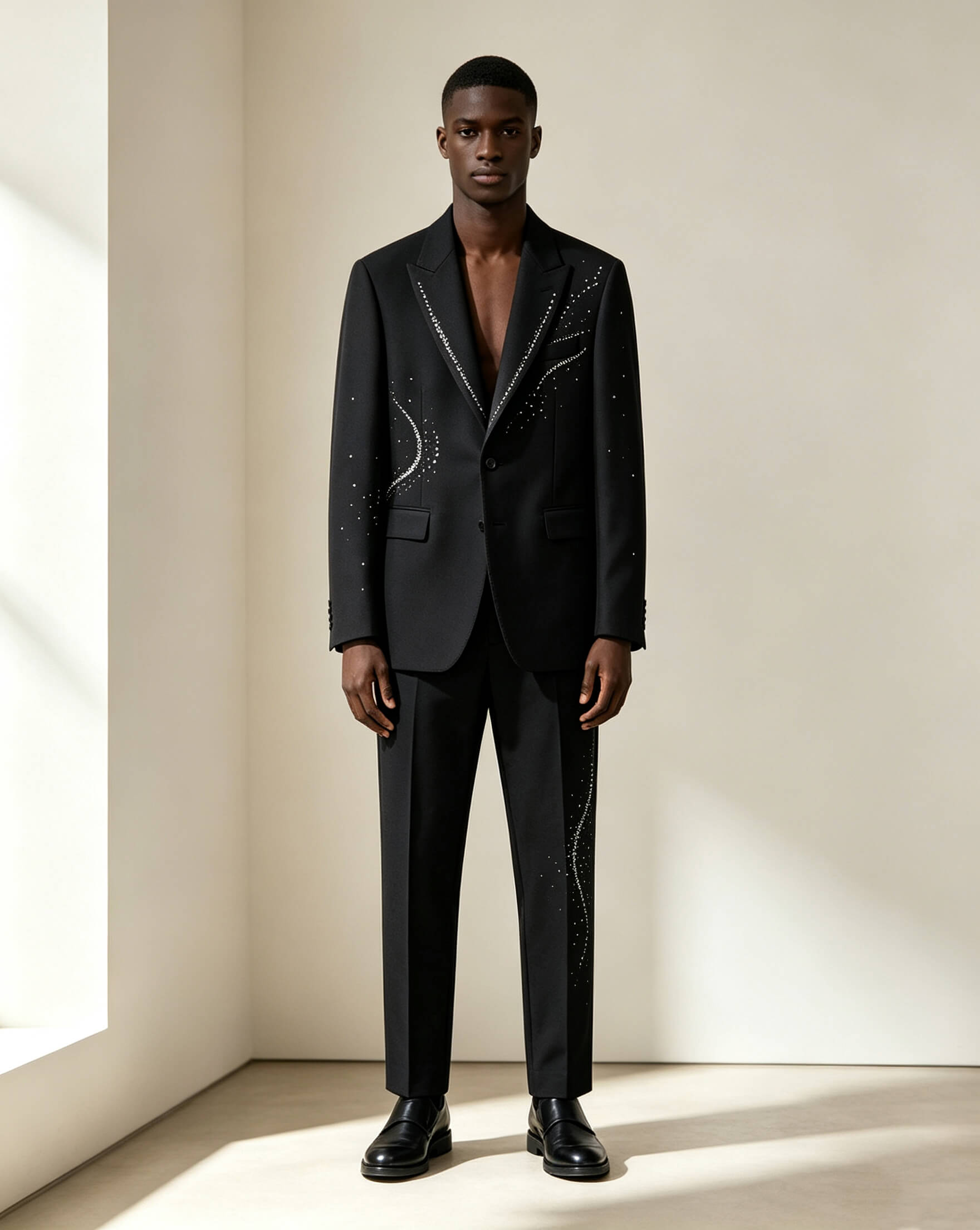 Hot-fix Rhinestone Tailored Suit