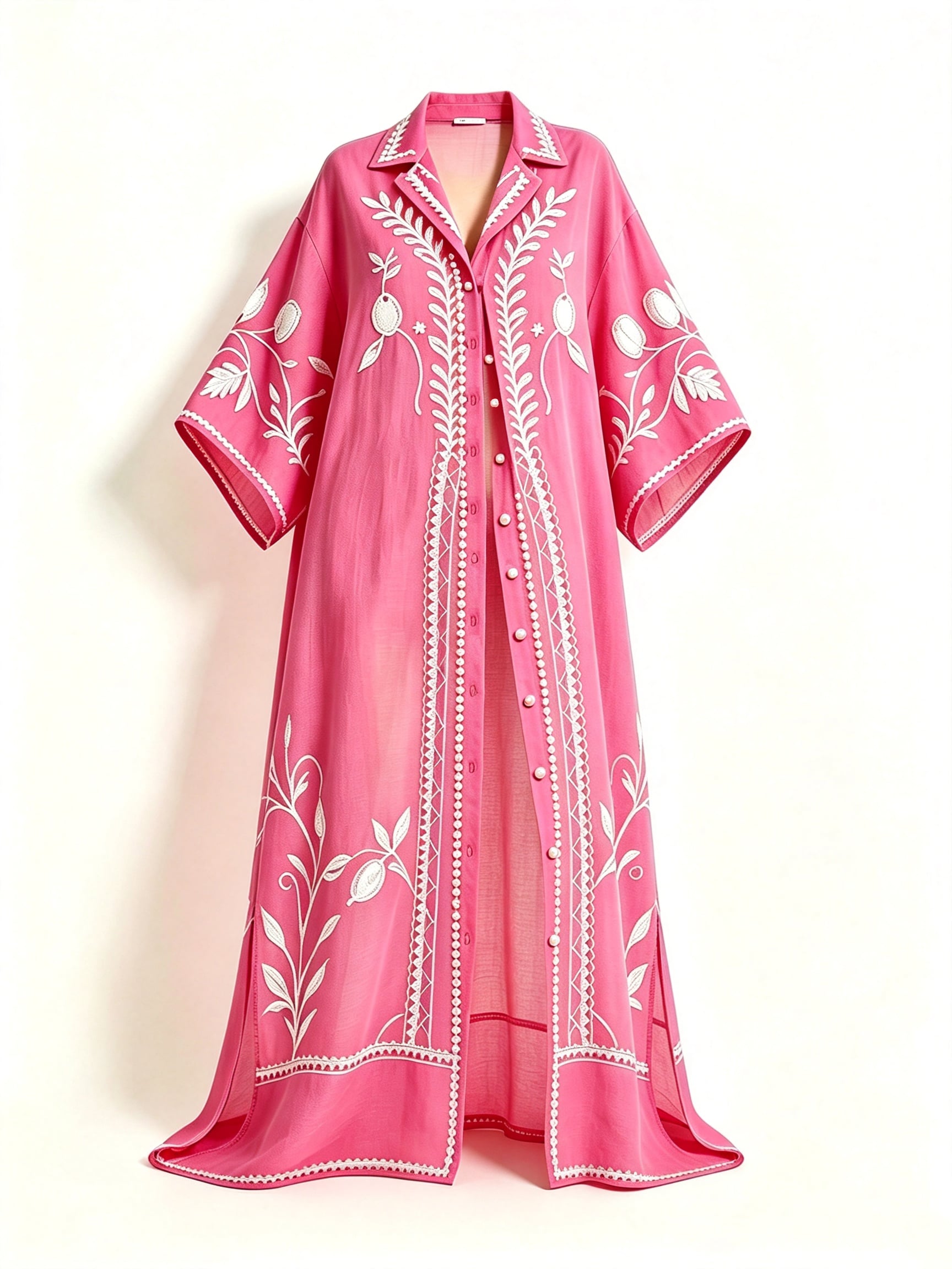 Embroidery Silk Shirt Dress & Duster Coat - Image 4