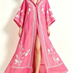 Embroidery Silk Shirt Dress & Duster Coat