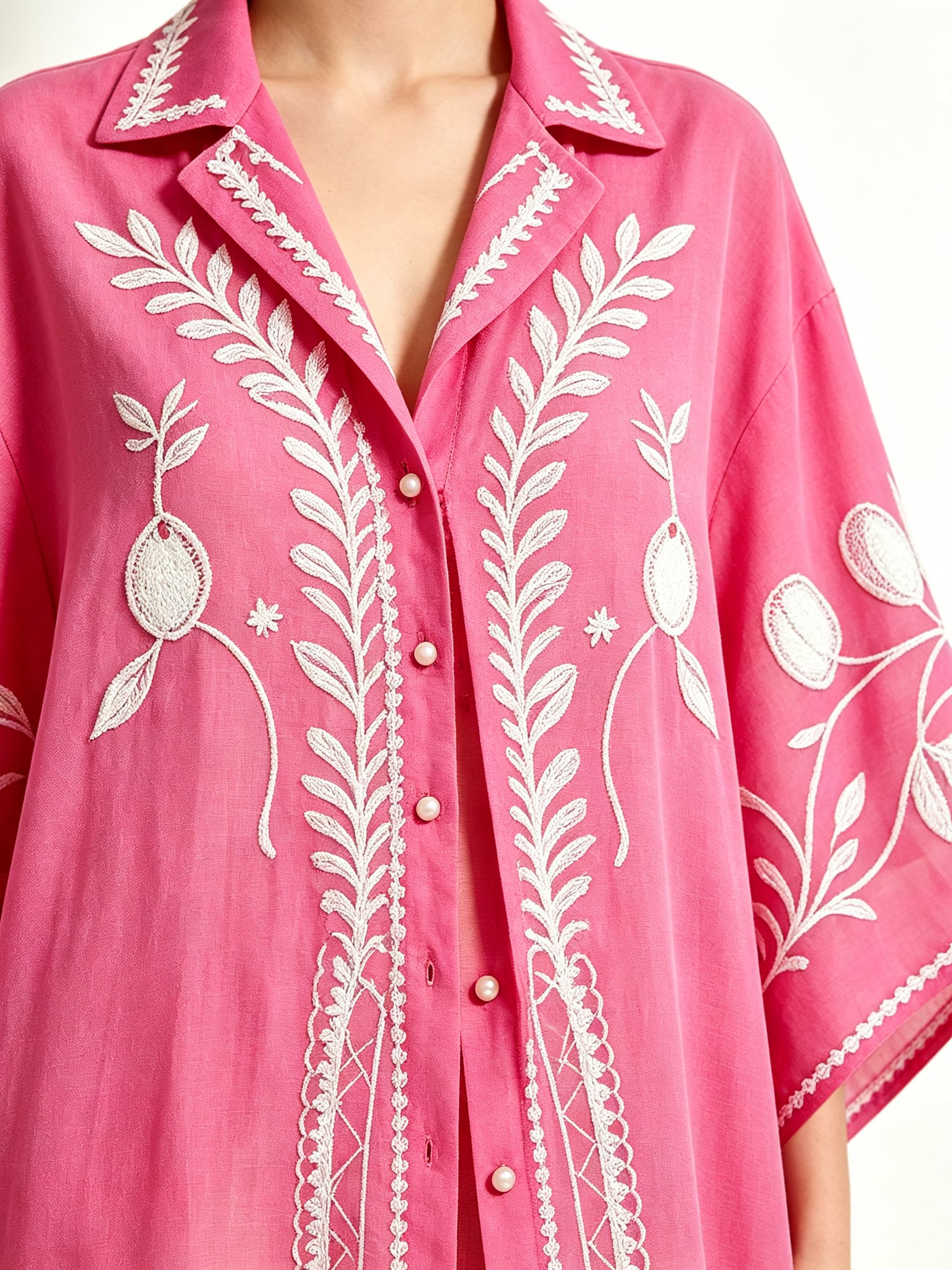 Embroidery Silk Shirt Dress & Duster Coat - Image 5