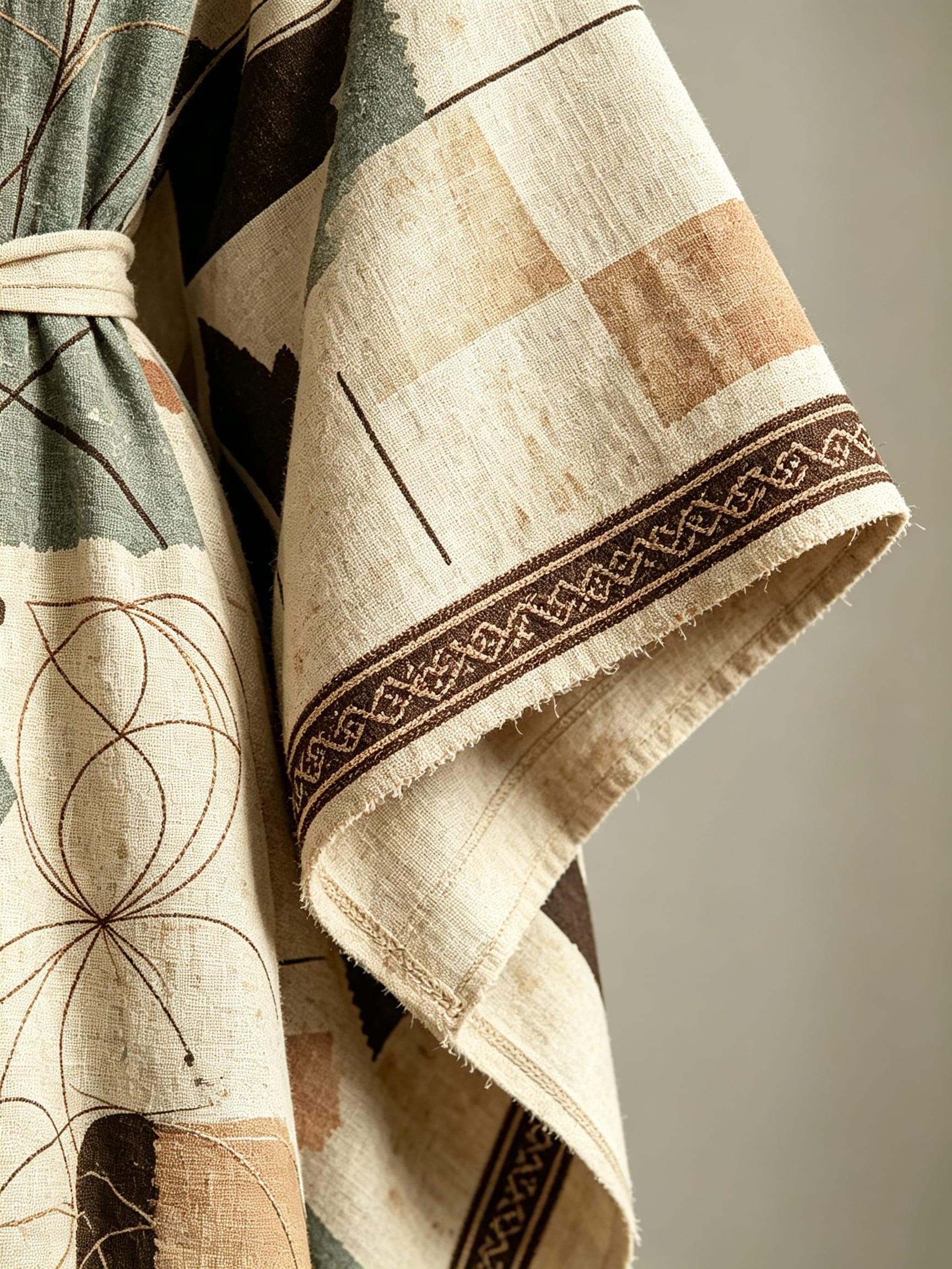 Bespoke Heavyweight Linen Sacred Geometry Kaftan Dress - Image 5