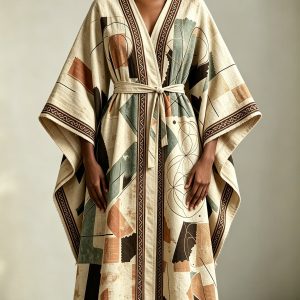 Bespoke Heavyweight Linen Sacred Geometry Kaftan Dress